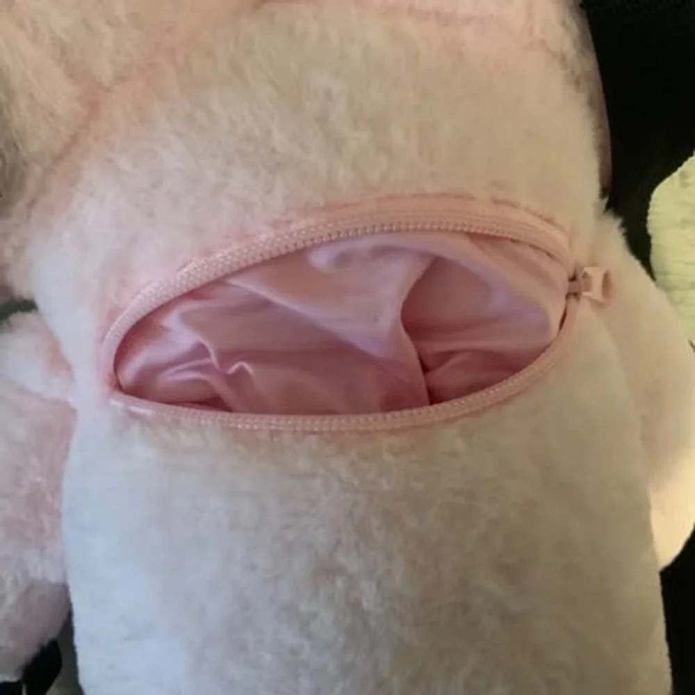 Hot Topic Pastel Pink Creepy Double Headed Teddy Bear Backpack Purse Bag GC